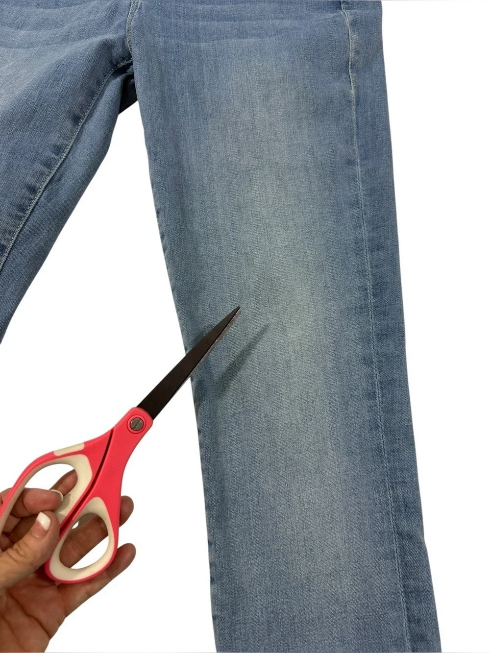 FRAME Le High Skinny Raw Hem Side Slit Jeans Women 27 Light Wash Stretch